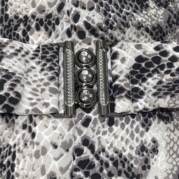 Marisa Kenson Brown Snakeskin Open Sleeve Draping Hi-Lo Hem Dress - size XS NWT - Picture 5 of 7